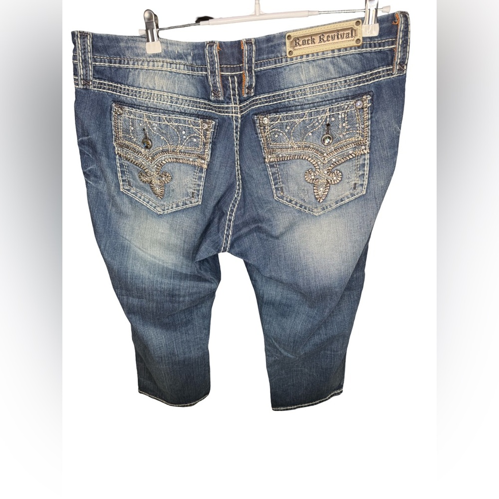 Rock Revival Women's Size 34x24 Embellished “Betty” Easy Crop Jeans - Picture 12 of 15